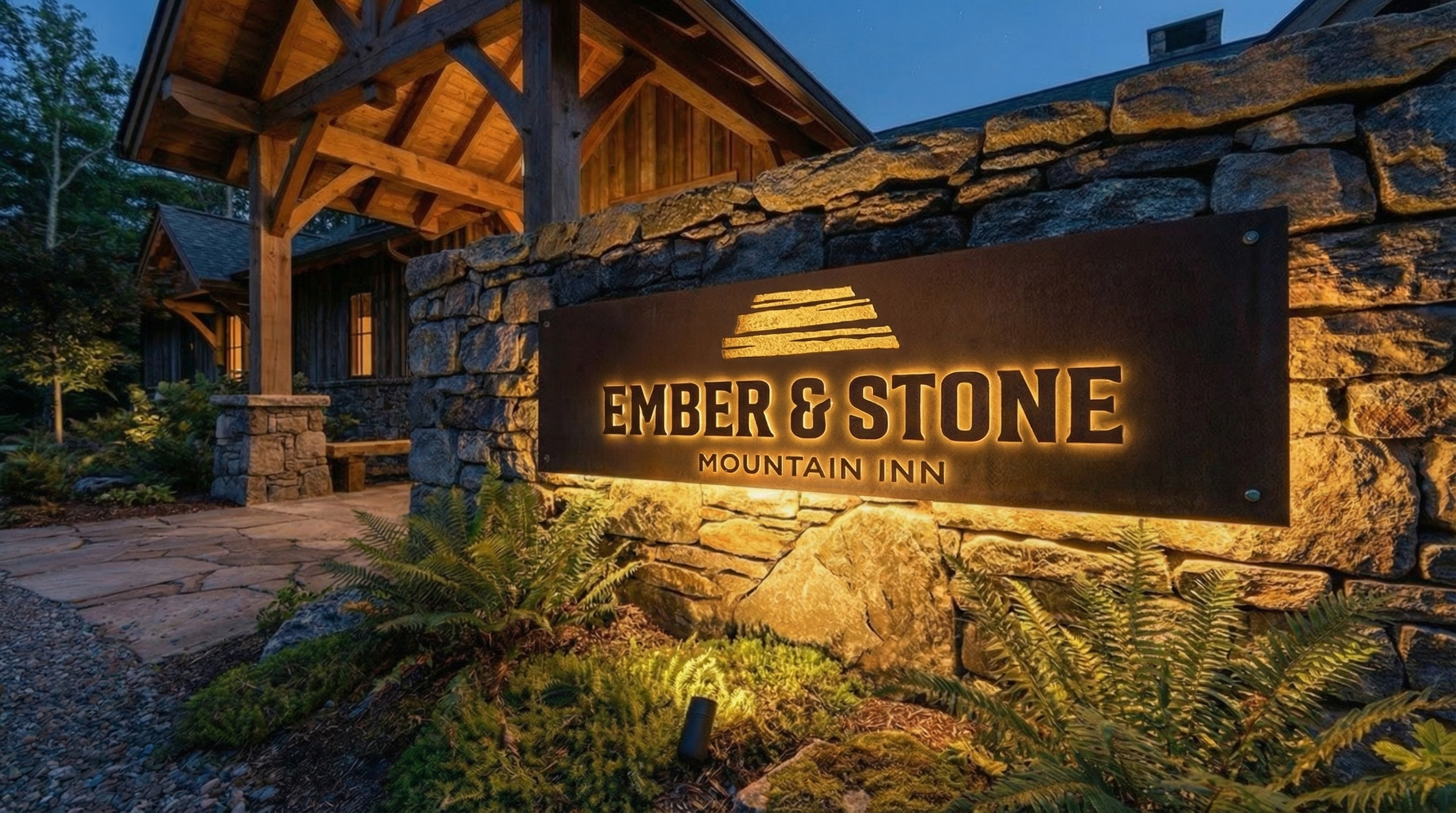 Ember & Stone entrance signage