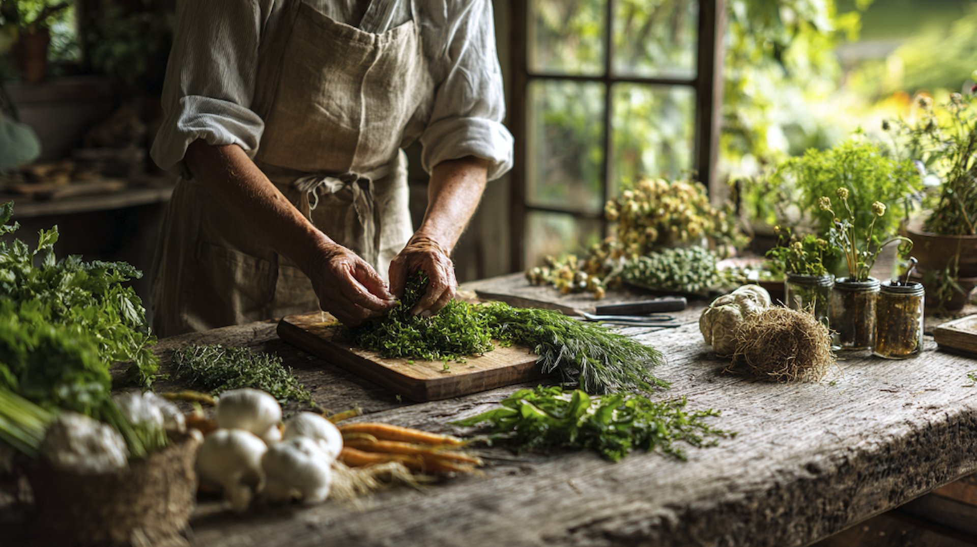Chef with fresh produce