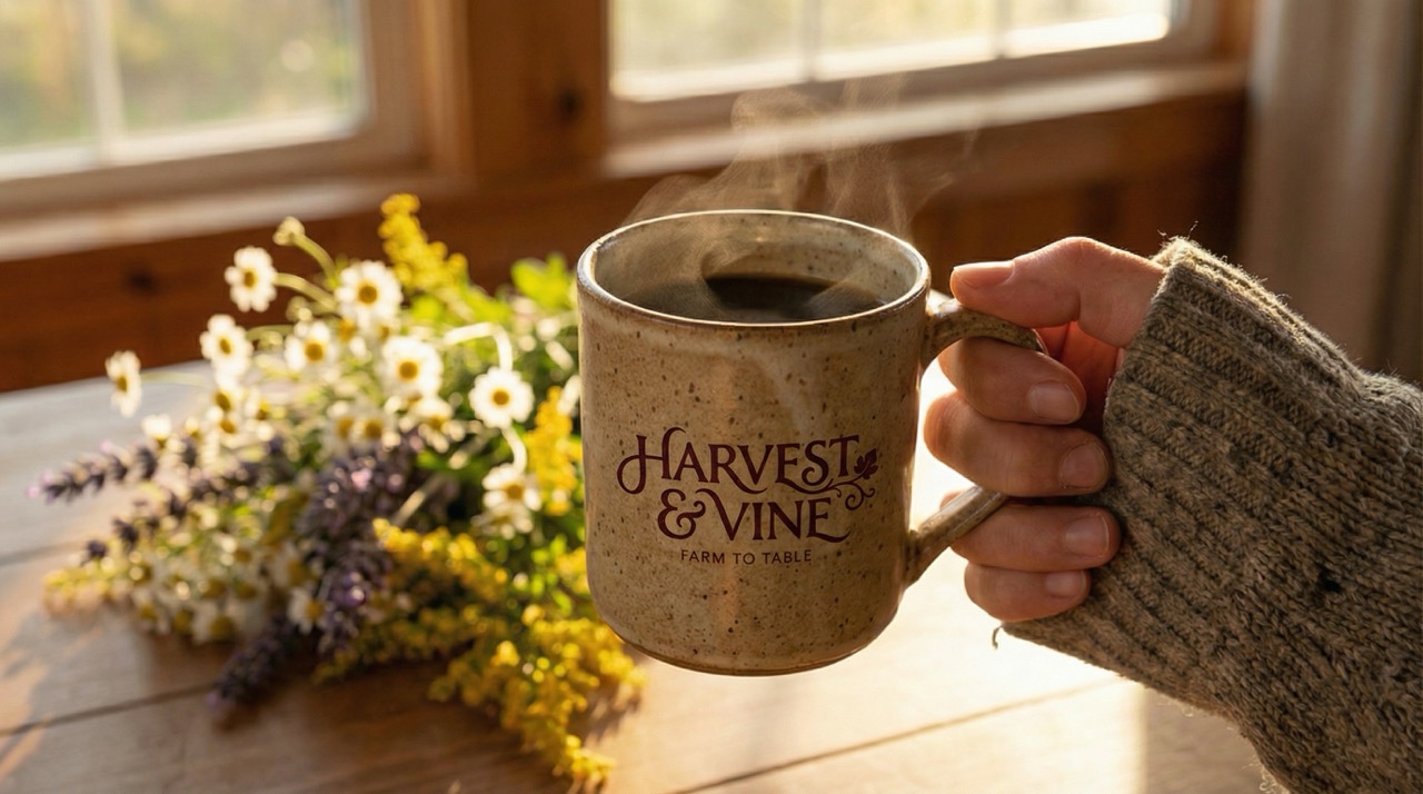 Harvest & Vine branded mug